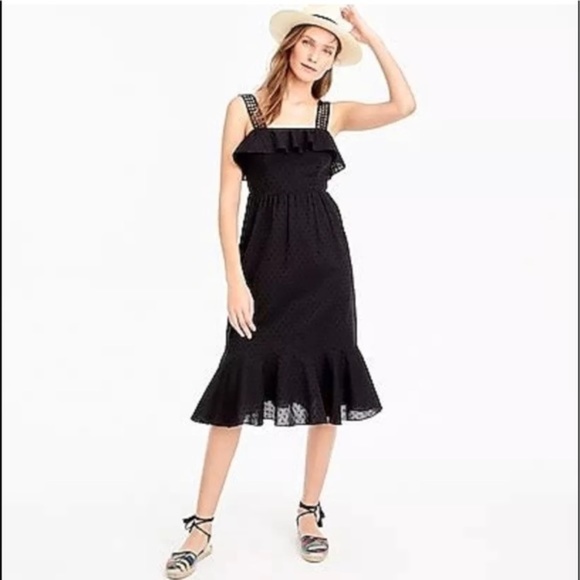 J. Crew Dresses & Skirts - J. Crew Ruffle Eyelet Dress Black Size 12 NWT